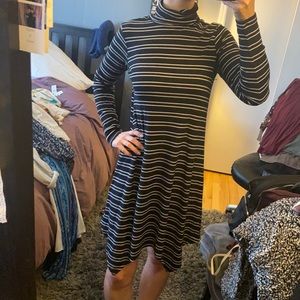 Flowy striped turtle neck dress
